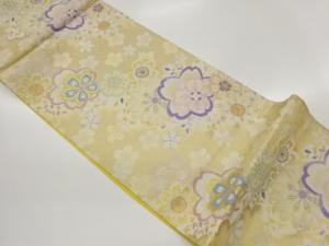 桜に花々模様織り出し袋帯